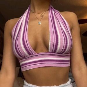 Purple Stripped Halter Top